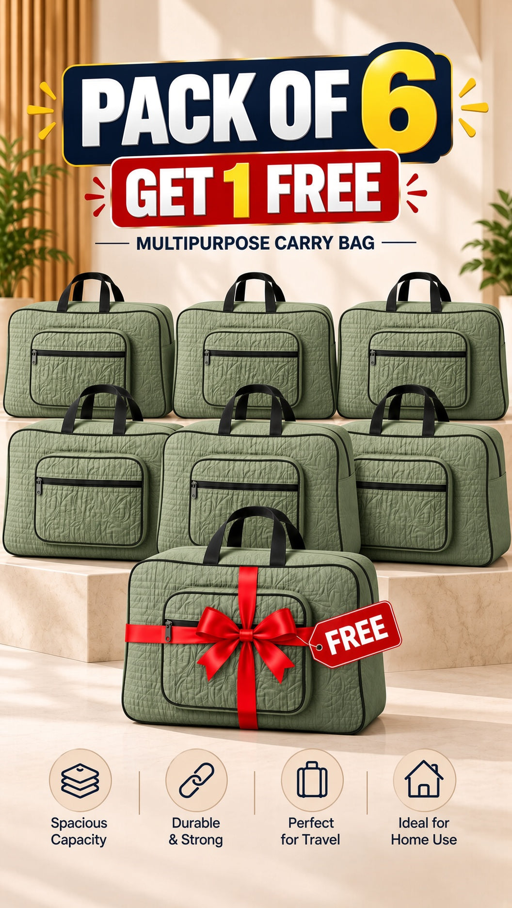 Signature quilted travel bag, storage & organization tote. Pockets, durable fabric. Image 11 of 13.