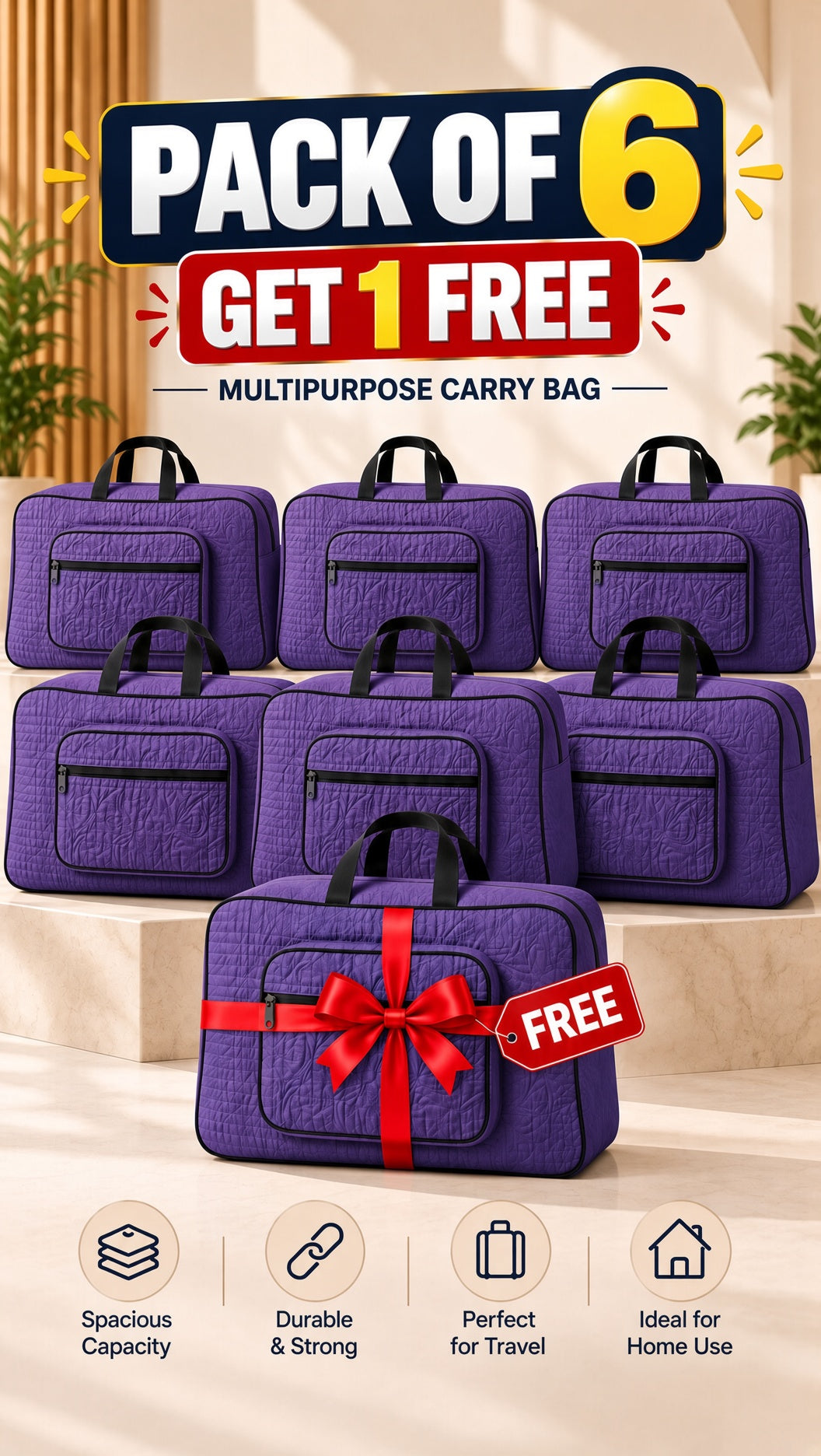 Quilted Storage Travel Bag Organizer Tote, spacious and stylish, ideal for weekend trips or daily essentials.