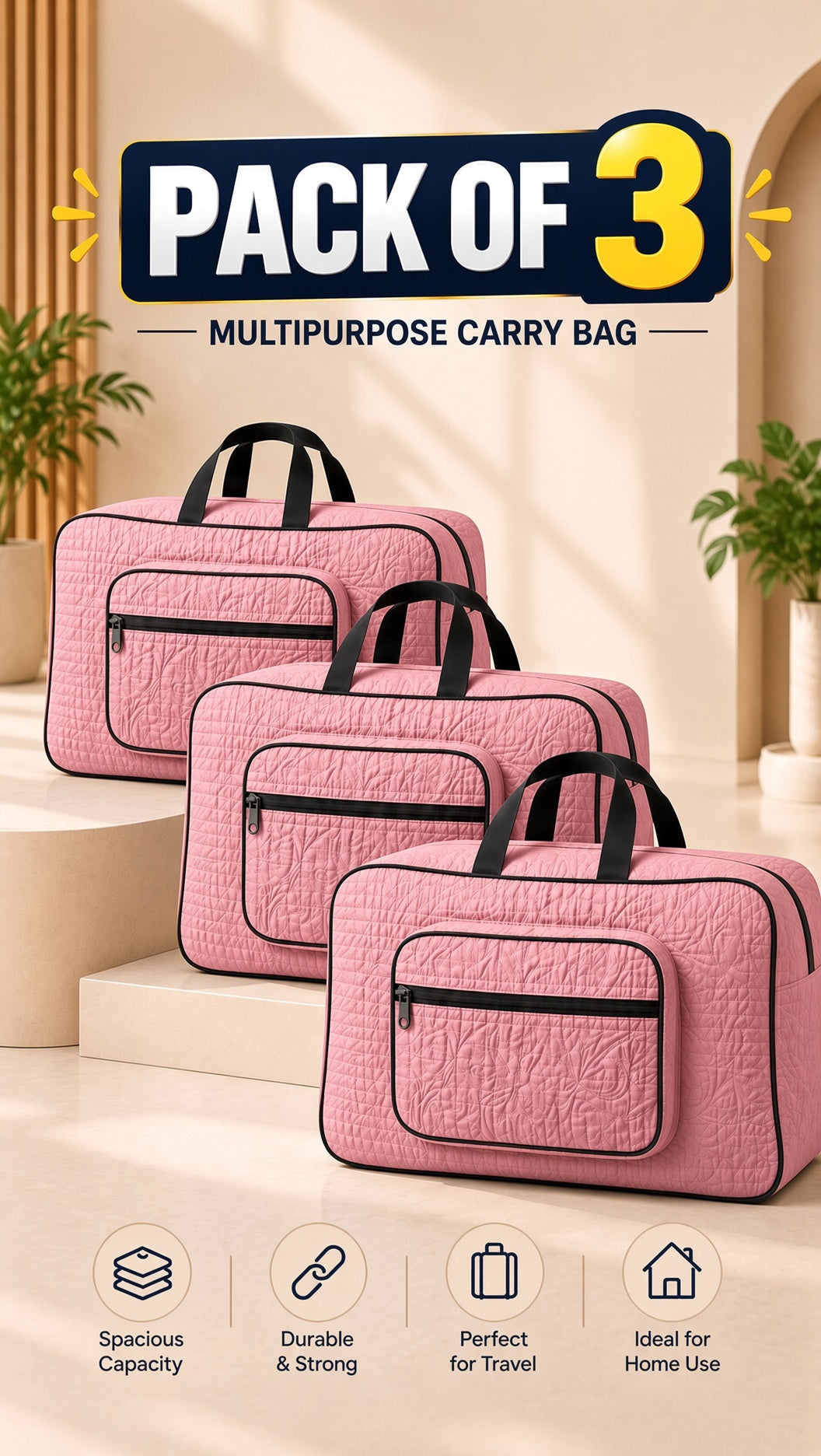 Quilted storage & travel bag, Signature Ease. Durable, stylish tote, image 9 of 13.
