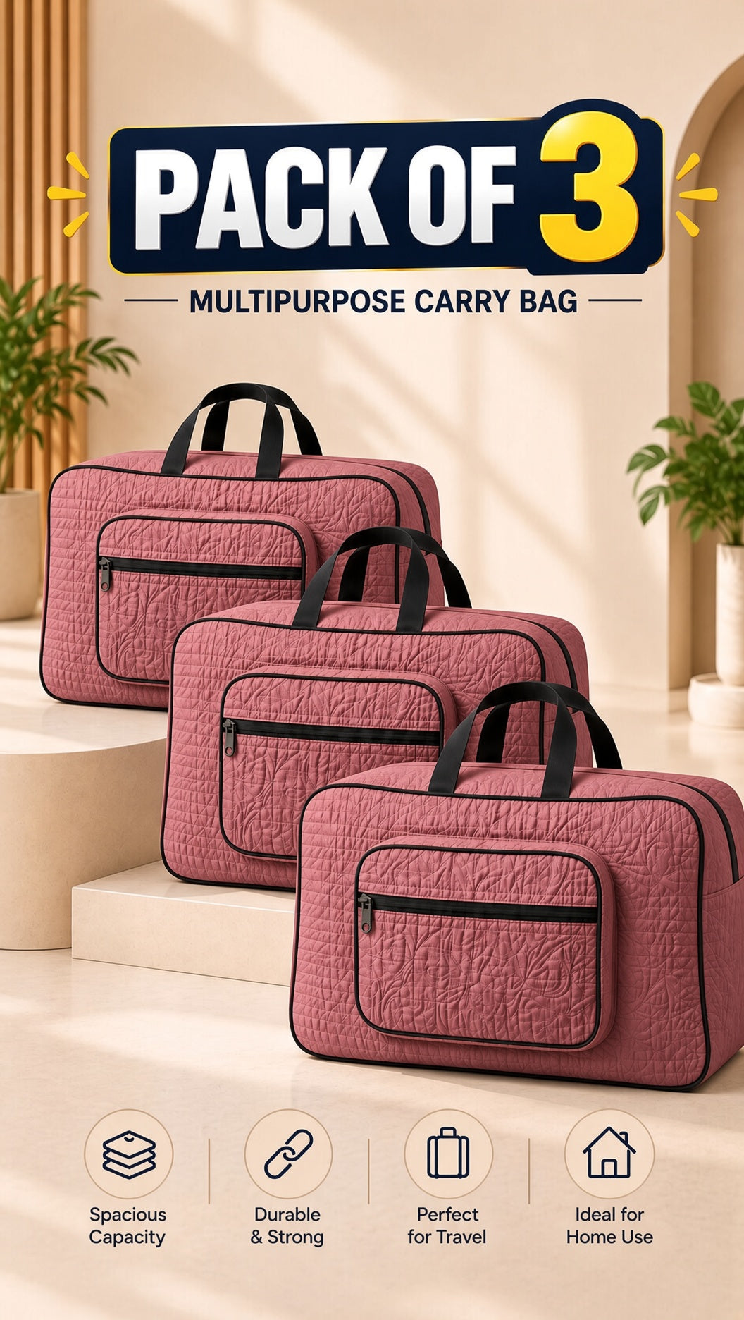 Signature Quilted Travel Bag, Storage & Organizer Tote - front view, open, showing compartments (9/13)