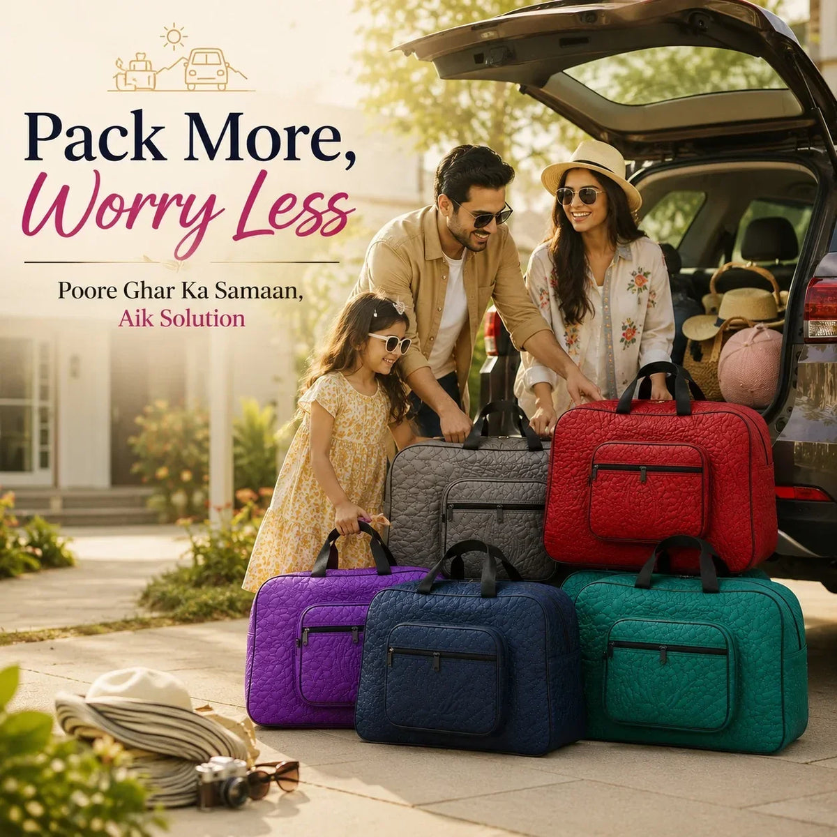 Quilted Travel Tote - stylish storage bag, spacious, durable, for essentials. Image 5 of 13.