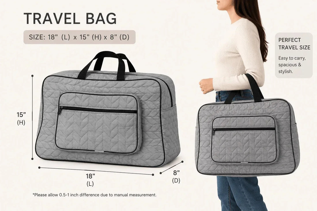 Stylish quilted travel tote bag, perfect for organized storage. Image 6 of 13.
