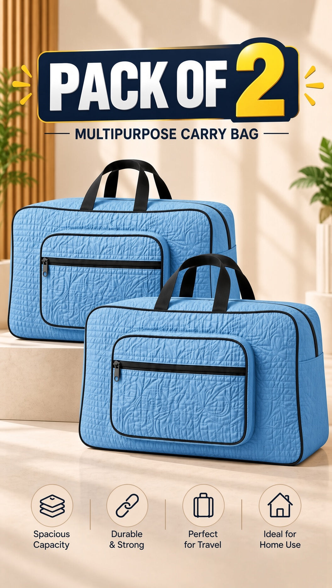 Quilted travel storage bag, Signature Ease. Organize toiletries, cosmetics, accessories. Durable, stylish. Image 8 of 13.