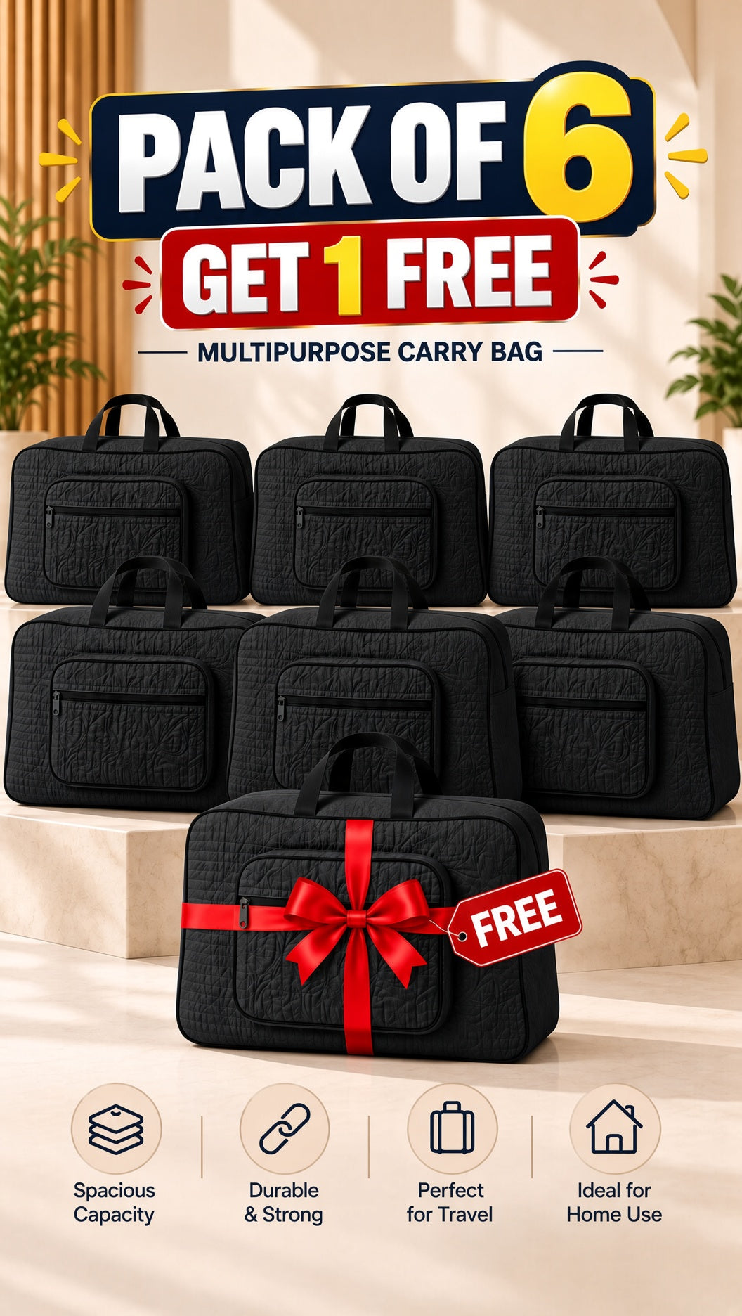 Signature quilted travel bag, storage organizer, top view, detail of zipper pocket.