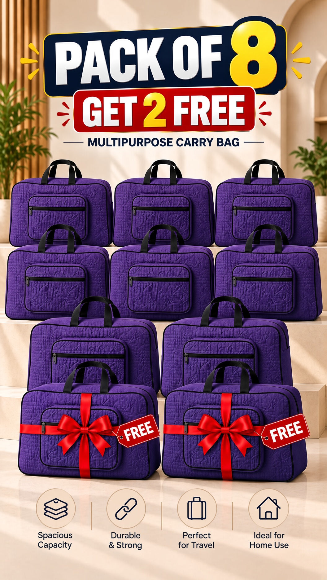 Quilted storage travel bag organizer tote, perfect for toiletries & cosmetics. Image 12 of 13.