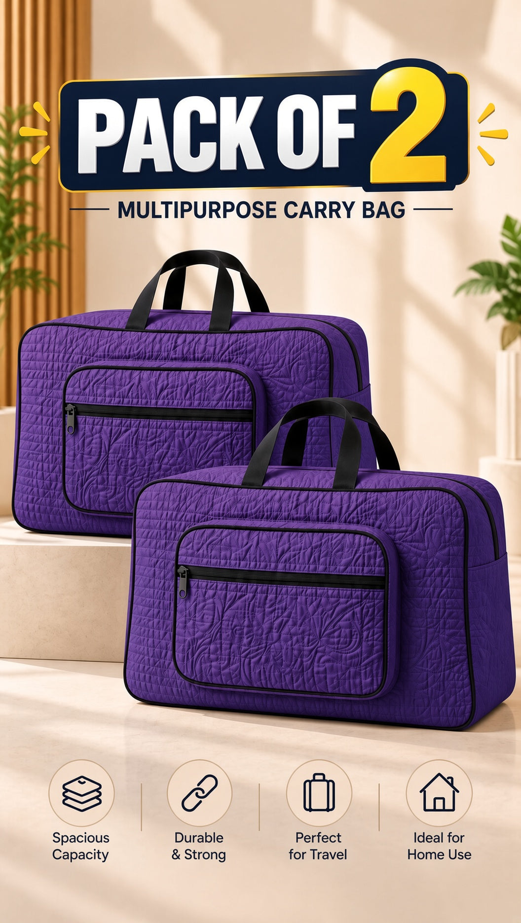 Quilted Storage Travel Bag Organizer Tote, multi-purpose, stylish, portable (8 of 13)