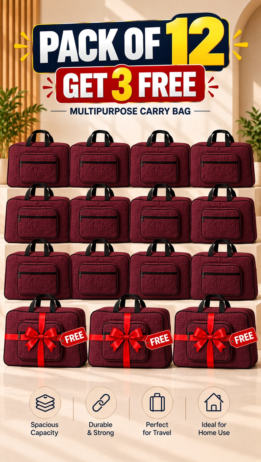 Signature quilted travel bag, storage & organizer, open, showing interior compartments. Image 13 of 13.