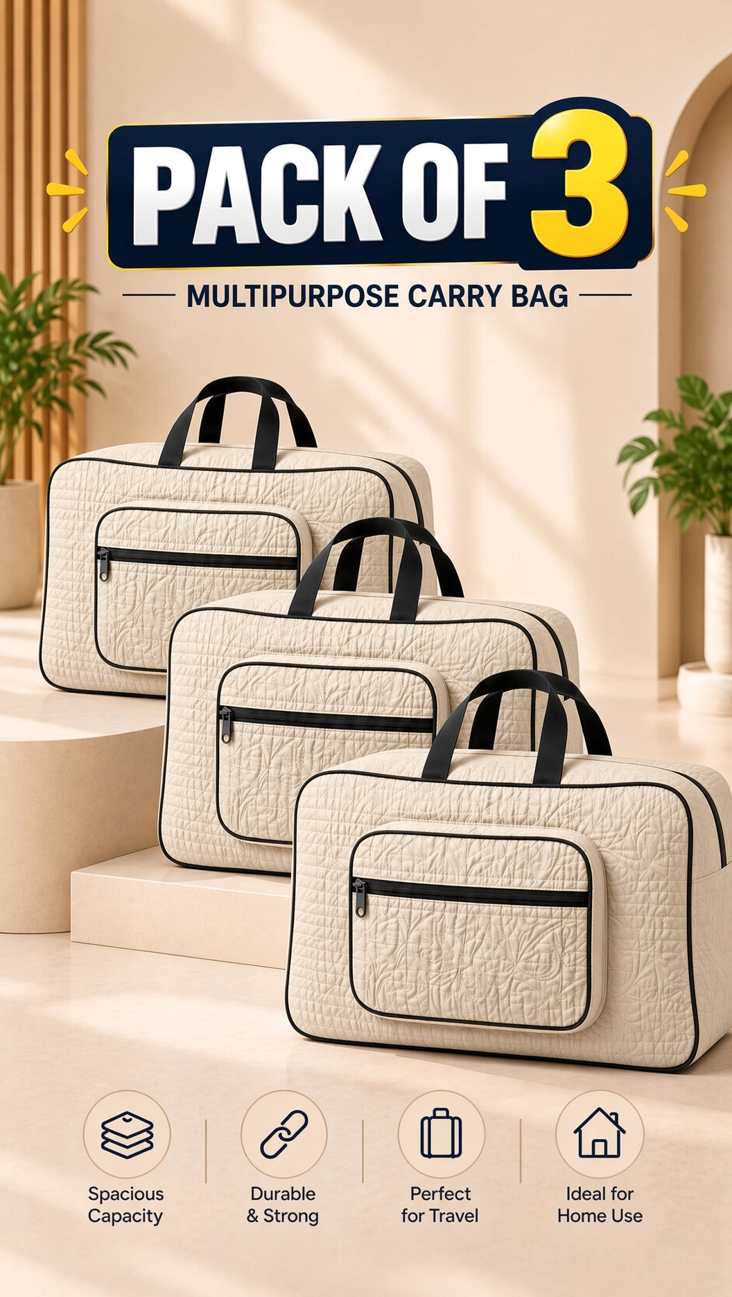 Image 9: Quilted storage bag, travel organizer tote, elegant and functional, for essentials.
