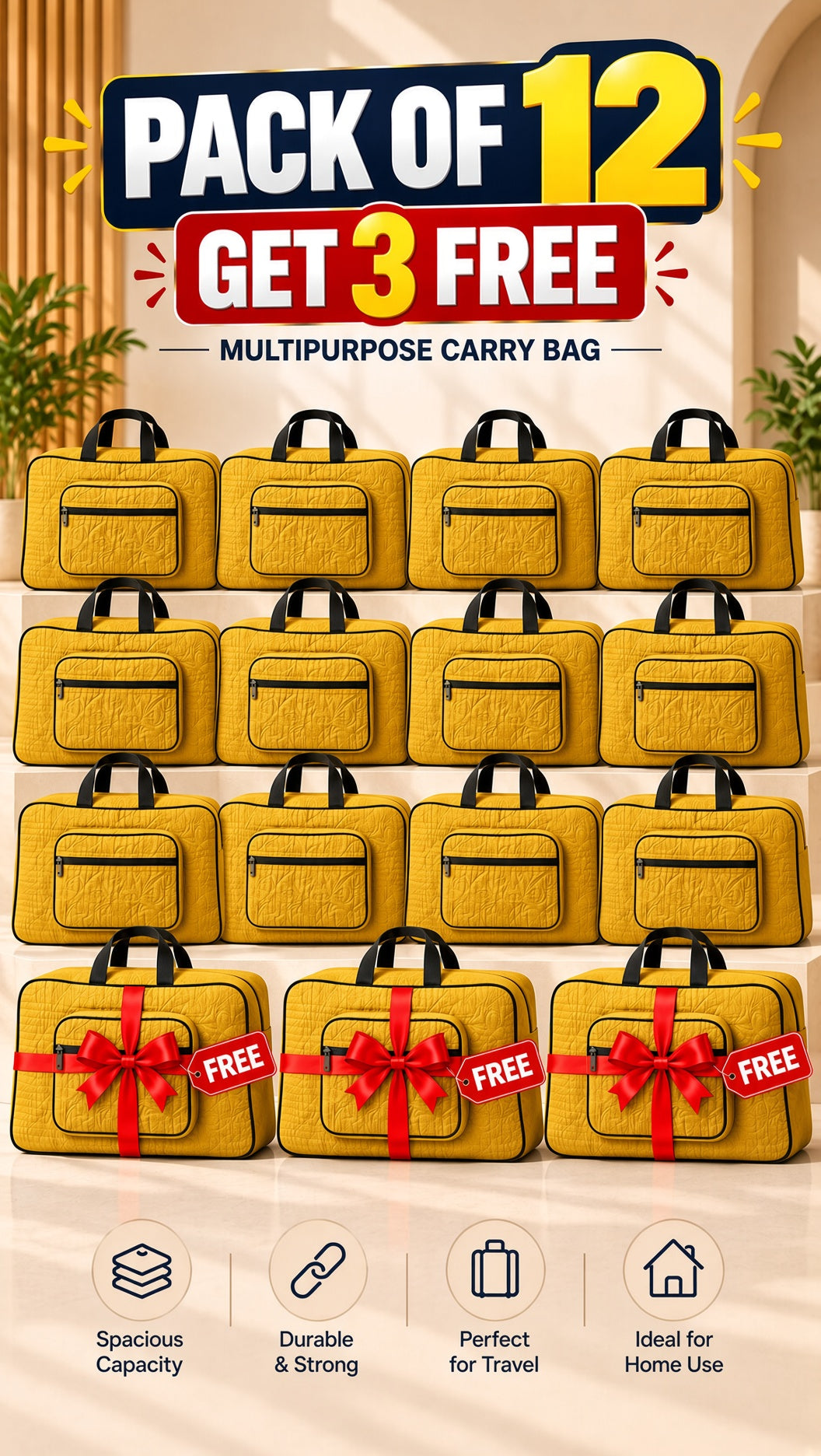 Quilted travel tote, stylish storage bag, spacious, durable, fashionable, perfect for weekend getaways, image 13 of 13