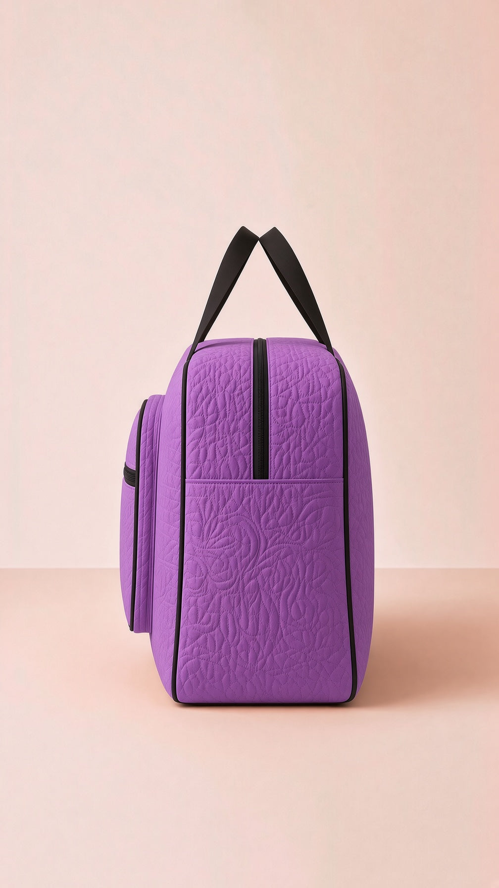 Quilted travel bag organizer tote, cream, open with compartments, ideal for toiletries. Image 4 of 13.