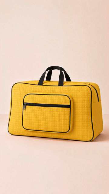 Quilted travel tote, stylish storage bag for women, durable and spacious, image 1 of 13.