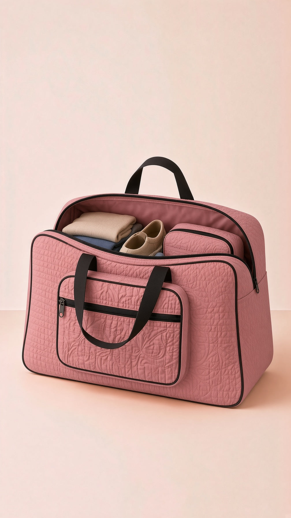 Signature Quilted Travel & Storage Bag, front view. Durable, stylish organization for essentials.