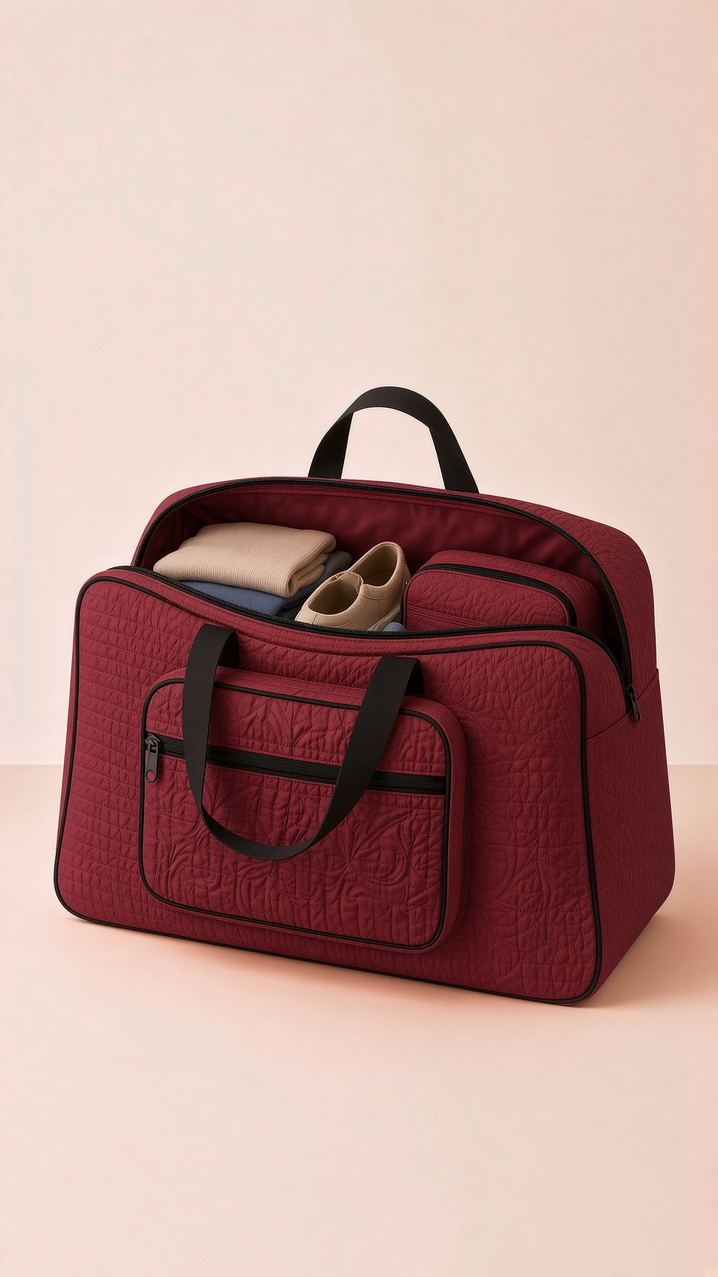 Signature Quilted Travel Bag, storage organizer, stylish luggage, first image