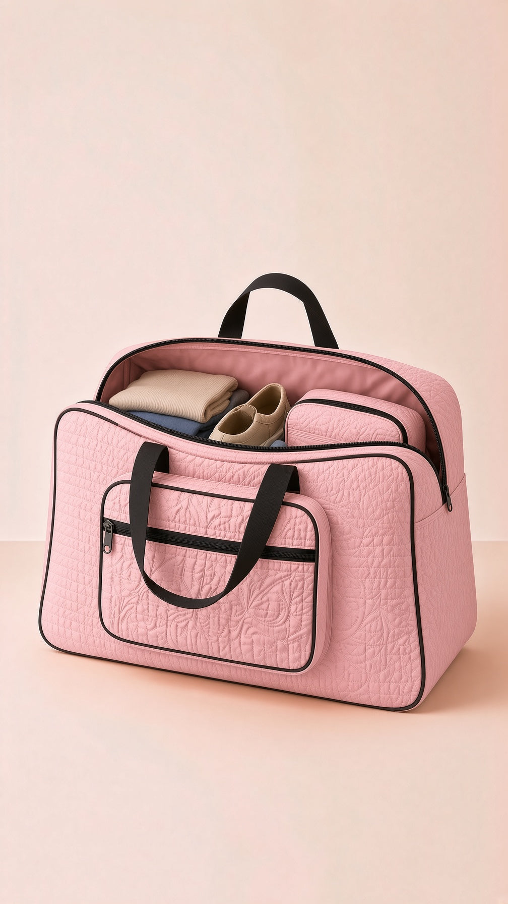 Signature Ease quilted storage and travel bag, elegant and spacious, for organized essentials. Image 1 of 13.