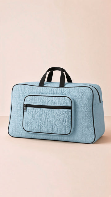 Quilted travel storage bag, Signature Ease collection. Front view, elegant and organized luggage solution.