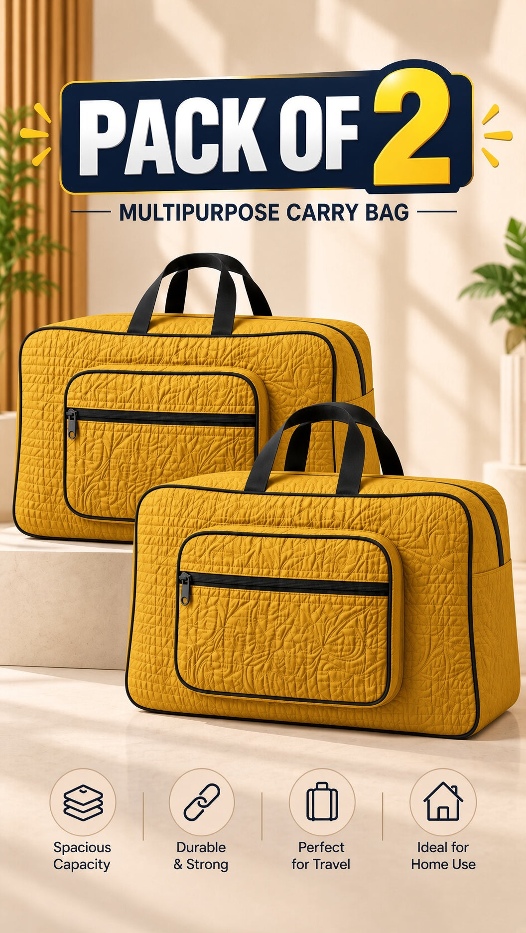 Quilted Travel Tote (8/13) - Stylish, durable storage bag for essentials.