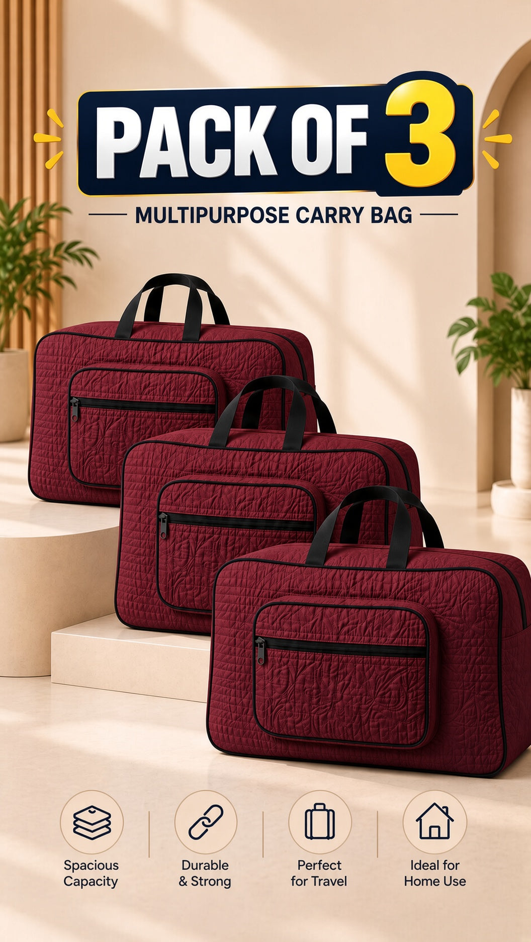 Signature quilted travel bag, storage organizer, stylish luggage, image 9 of 13.