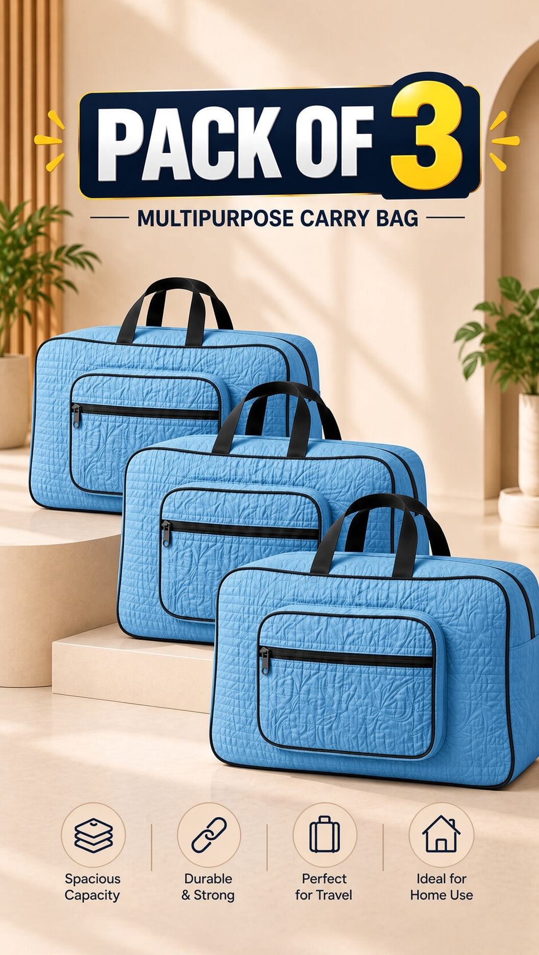 Quilted travel storage bag, Signature Ease, detail view, interior organization, compact, durable, position 9 of 13.