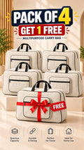 Signature quilted storage bag, travel organizer tote, cream, zippered, side pocket, image 10 of 13.