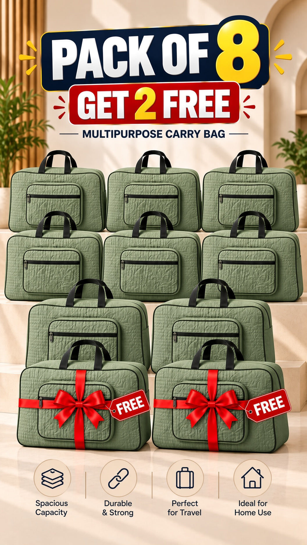 Quilted travel bag interior with multiple pockets for organized storage.